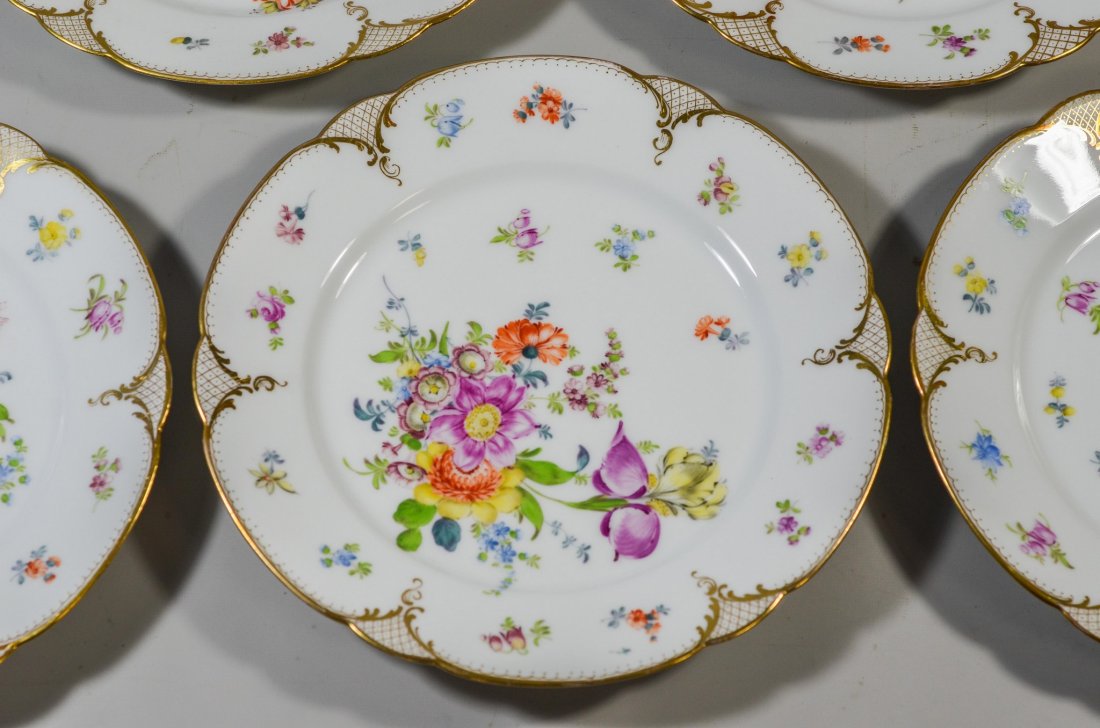 13 Dresden hand painted floral decorated dinner plates (1 of 6)