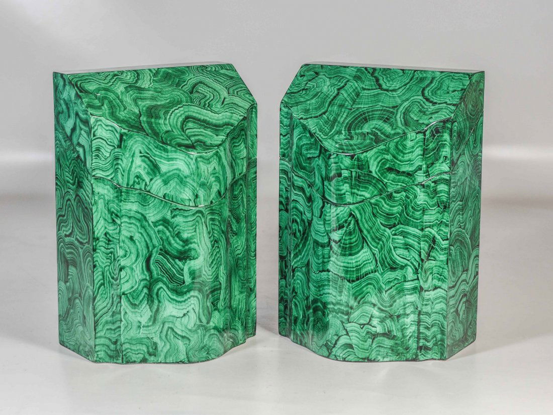 Pair of Maitland Smith faux malachite knife boxes, (1 of 4)