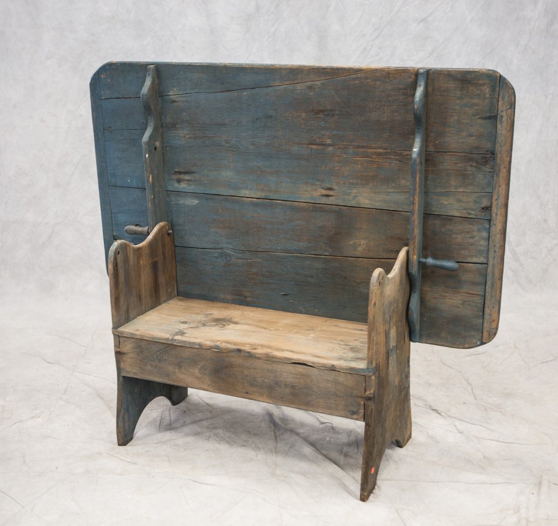 Black painted tilt top bench table, breadboard ends, (1 of 3)