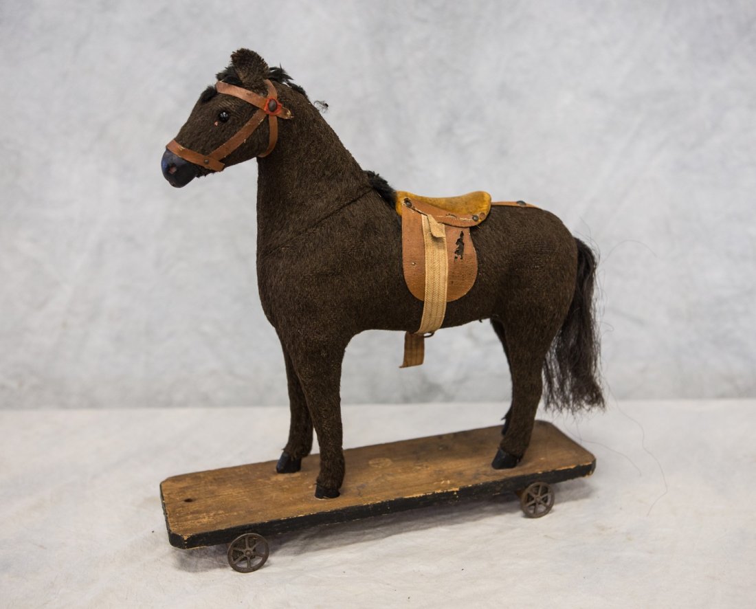 German Horse on Platform, 13" h x 13-1/2" l x 4" d (1 of 2)