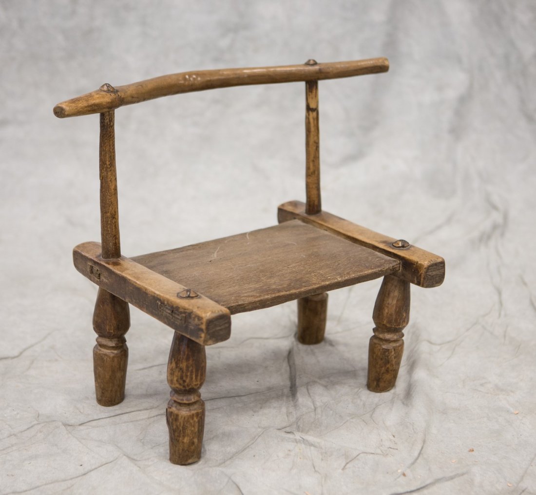 Primitive Danish child's chair, turned legs mortise (1 of 2)
