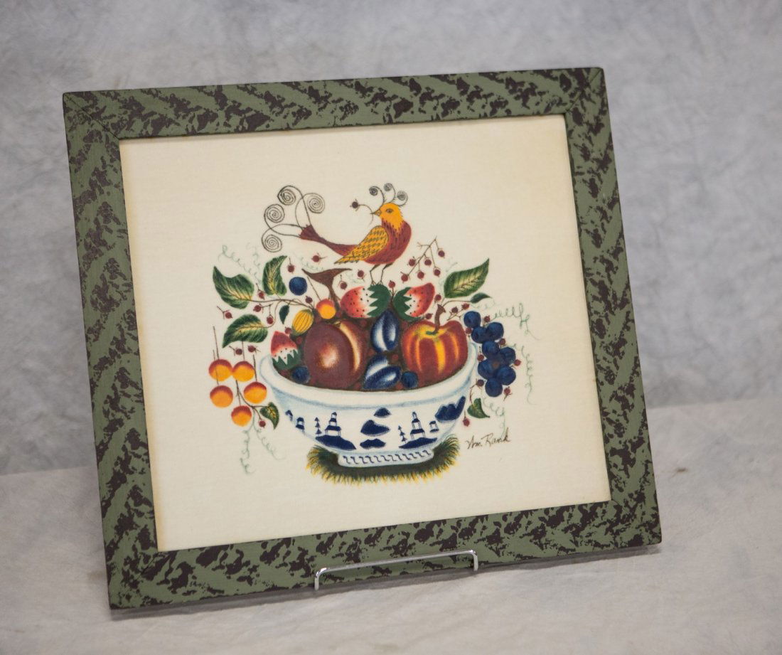 William Rank Folk Art Theorem, Bird on Bowl of Fruit (1 of 1)