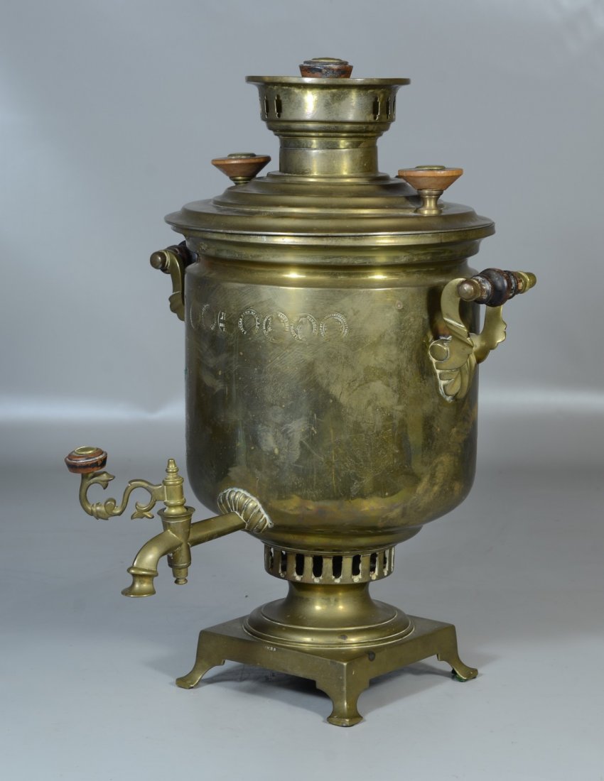 Russian brass samovar with a series of tax stamps (1 of 3)