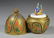 Modern Theo Faberge gilt and enameled crystal and