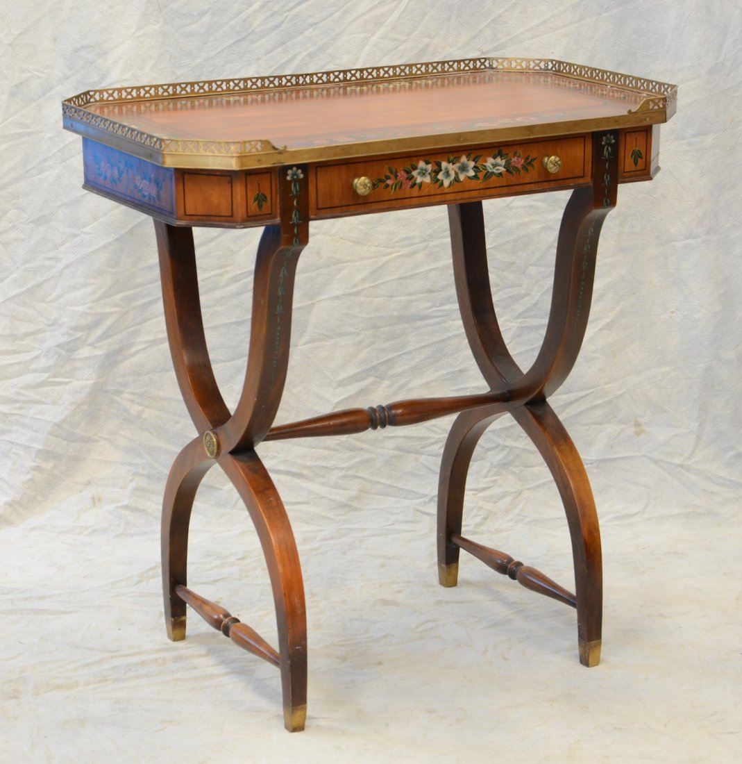 Adams style server, hand painted floral decoration and (1 of 2)