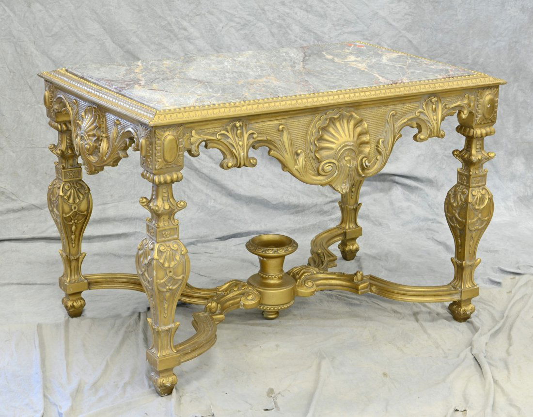 Gilt renaissance revival style center table with (1 of 2)