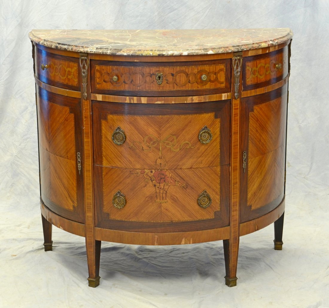 Satinwood and rosewood banded and inlaid marble top (1 of 7)