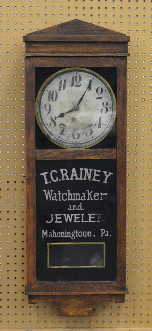 Oak Ingraham time only advertising wall clock, I.C. (1 of 2)
