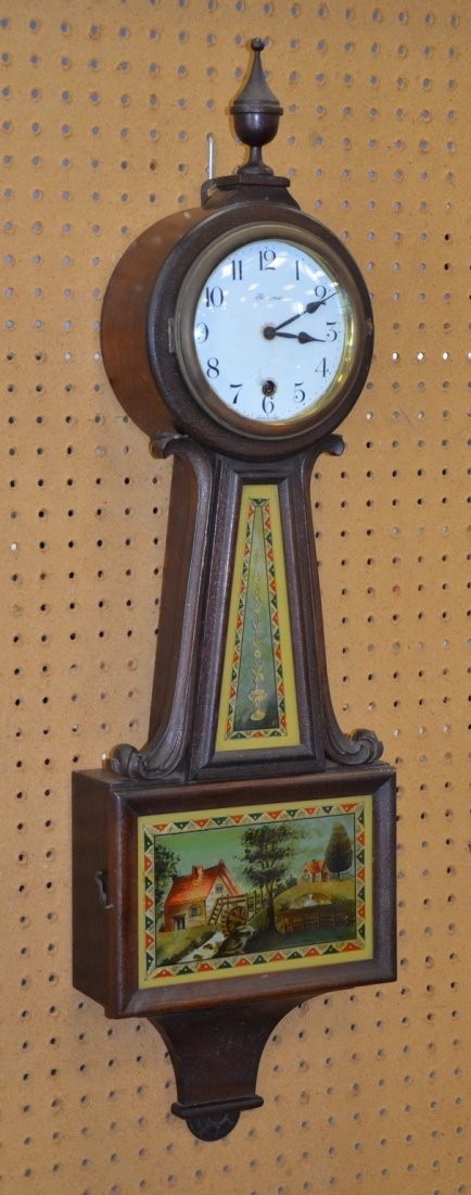 Sessions "Alden" mahogany banjo clock, 36" high, (1 of 4)