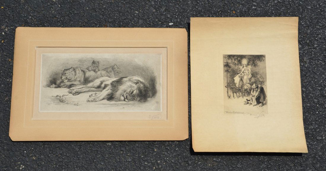 (2) Hermann Faber (German/American, 1832-1913), etching (1 of 3)