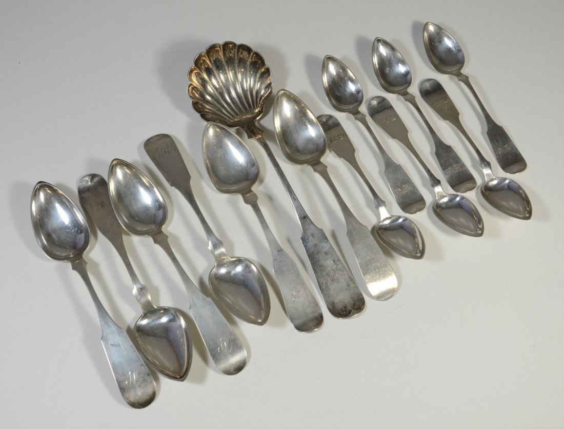 American coin silver shell bowl ladle by A Patterson, (1 of 4)