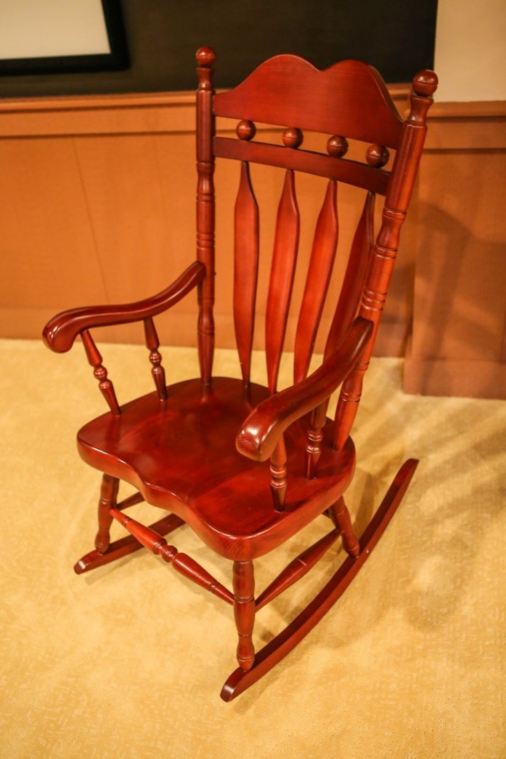 Cherry finished plank seat rocker with arrow back, 46" (1 of 1)