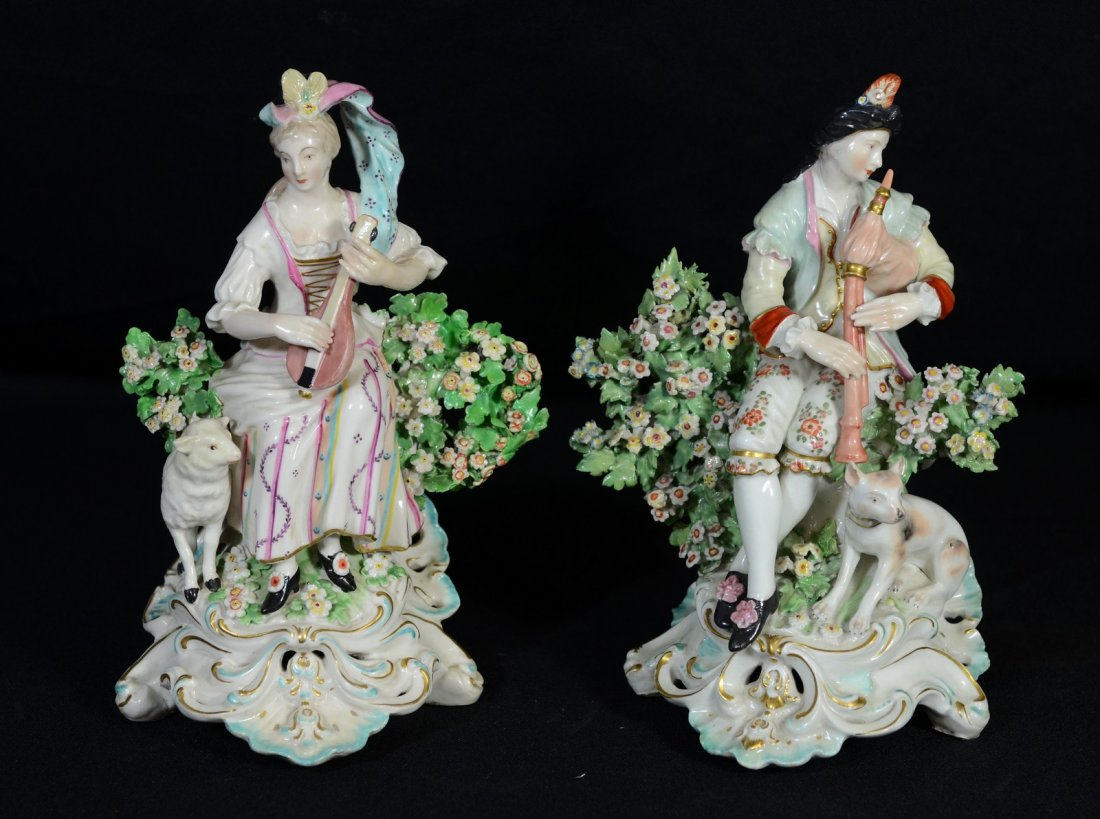 Pair of Continental porcelain shepherd & shepherdess (1 of 5)