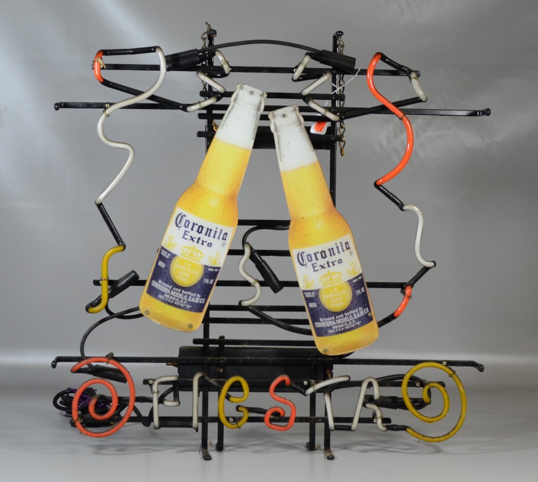 Coronita Extra Fiesta neon indoor bar sign, 2006, for: Coronita Extra Fiesta neon indoor bar sign, 2006, for Gambrinus Company, San Antonio, TX, working condition, 27" x 27"