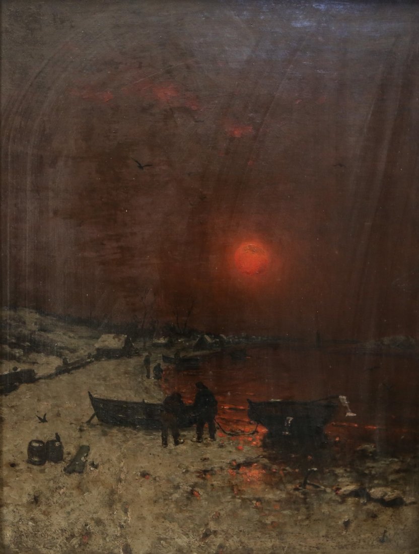 Continental School (20th Century), oil on panel, Harbor (1 of 2)