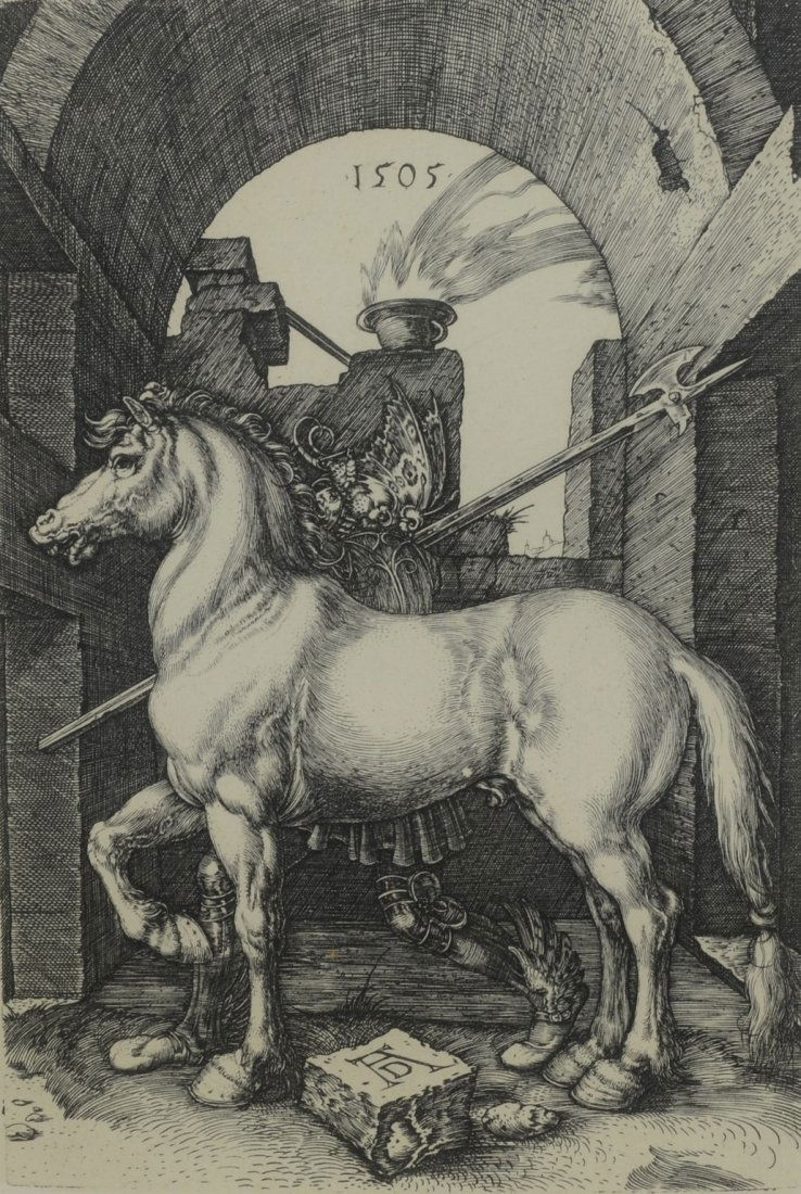 After Albrecht Durer, engraving, Small Horse, 7-1/4" x (1 of 2)