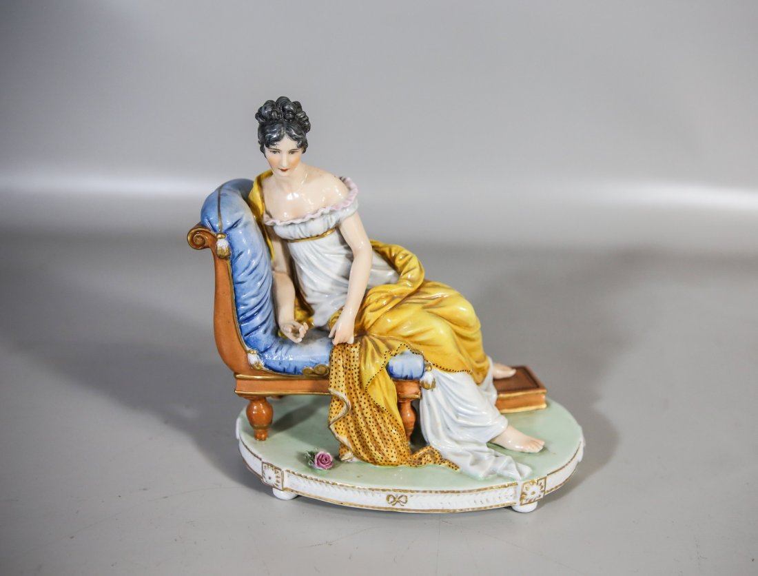 Continental porcelain figure, Madame Recamier, Sevres (1 of 5)