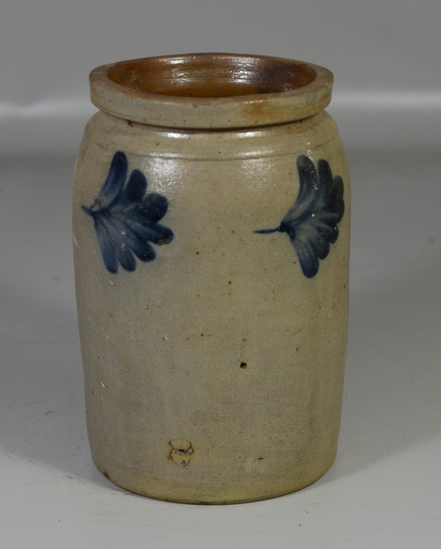 Blue decorated stoneware jar, chips to rim, 10-1/2" h x (1 of 5)
