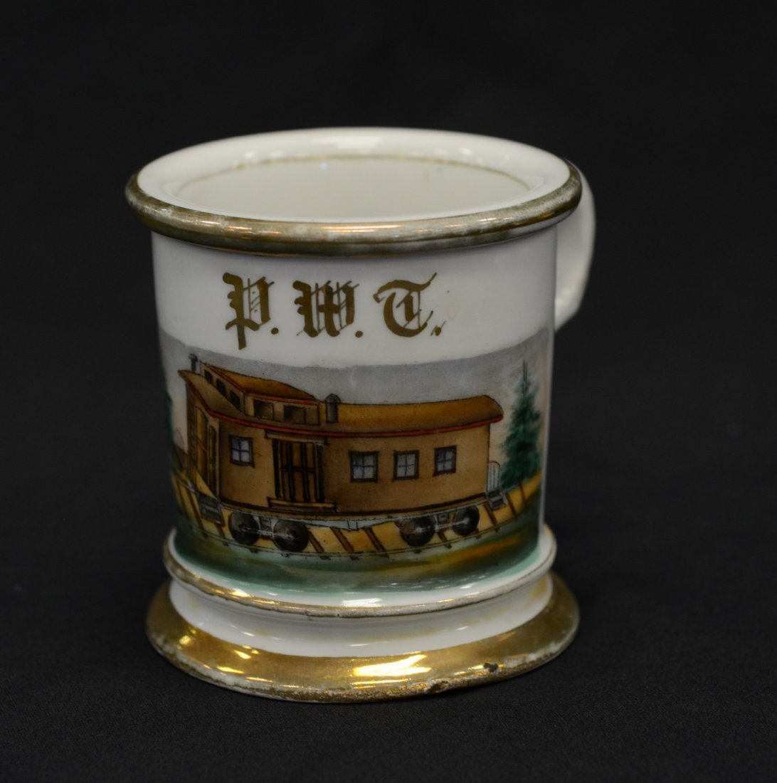 Occupational Shaving Mug, railroad caboose, WP Plato, (1 of 3)