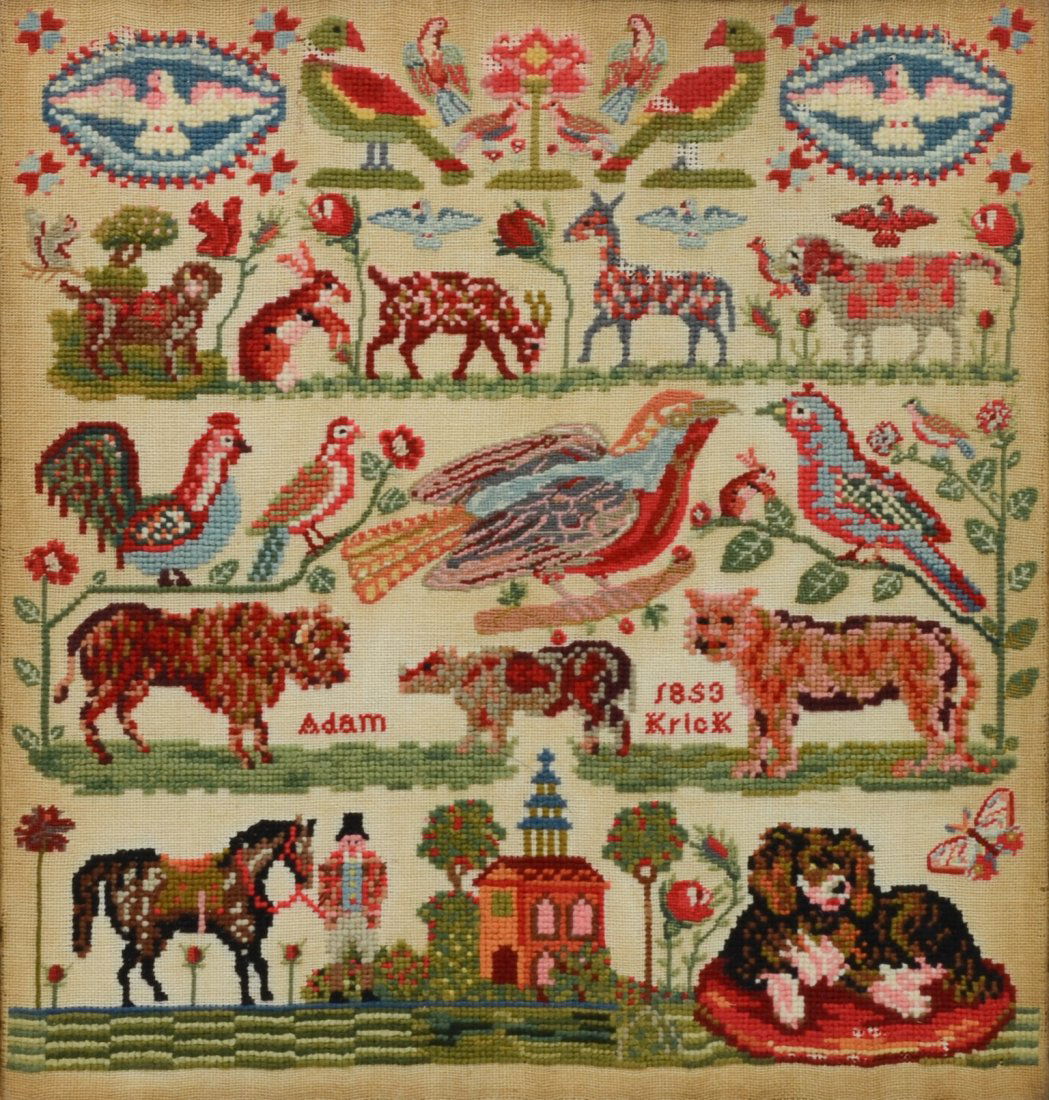1859 Needlepoint sampler, signed Adam Krick, with all (1 of 2)