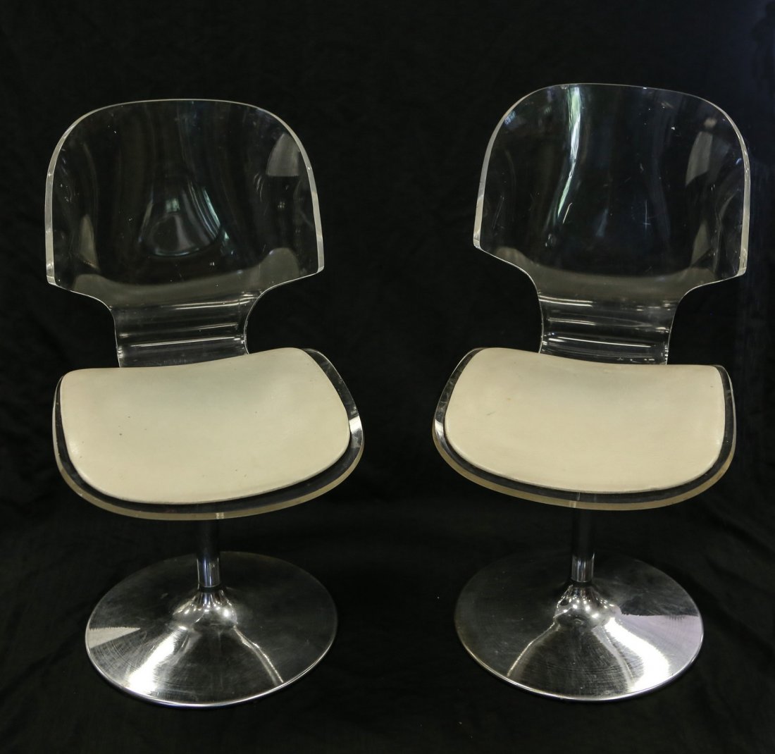 Pr Hill Mfg Co Lucite swivel chairs with tulip bases, (1 of 1)