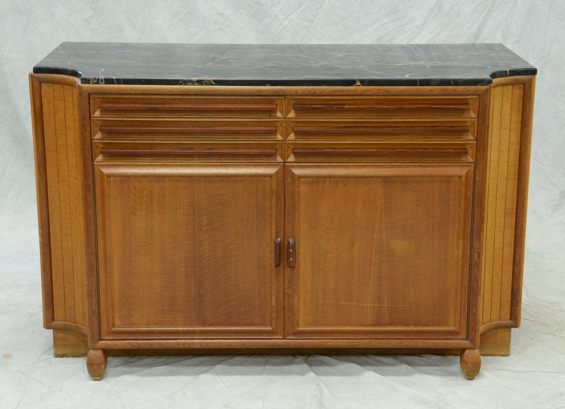 Marble top sideboard, 6 flatware drawers over 2 doors, (1 of 2)