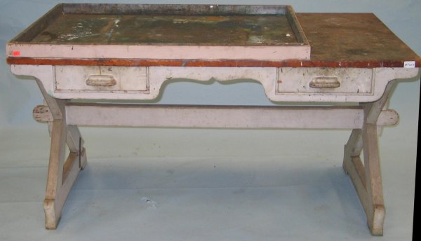 Painted pine artist's work table from the studio o