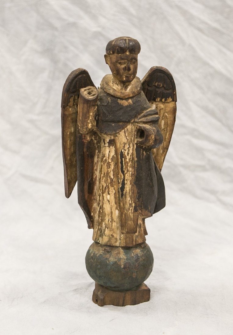 Painted & gilded wood Santos figure, 18th/19th C, paint (1 of 3)