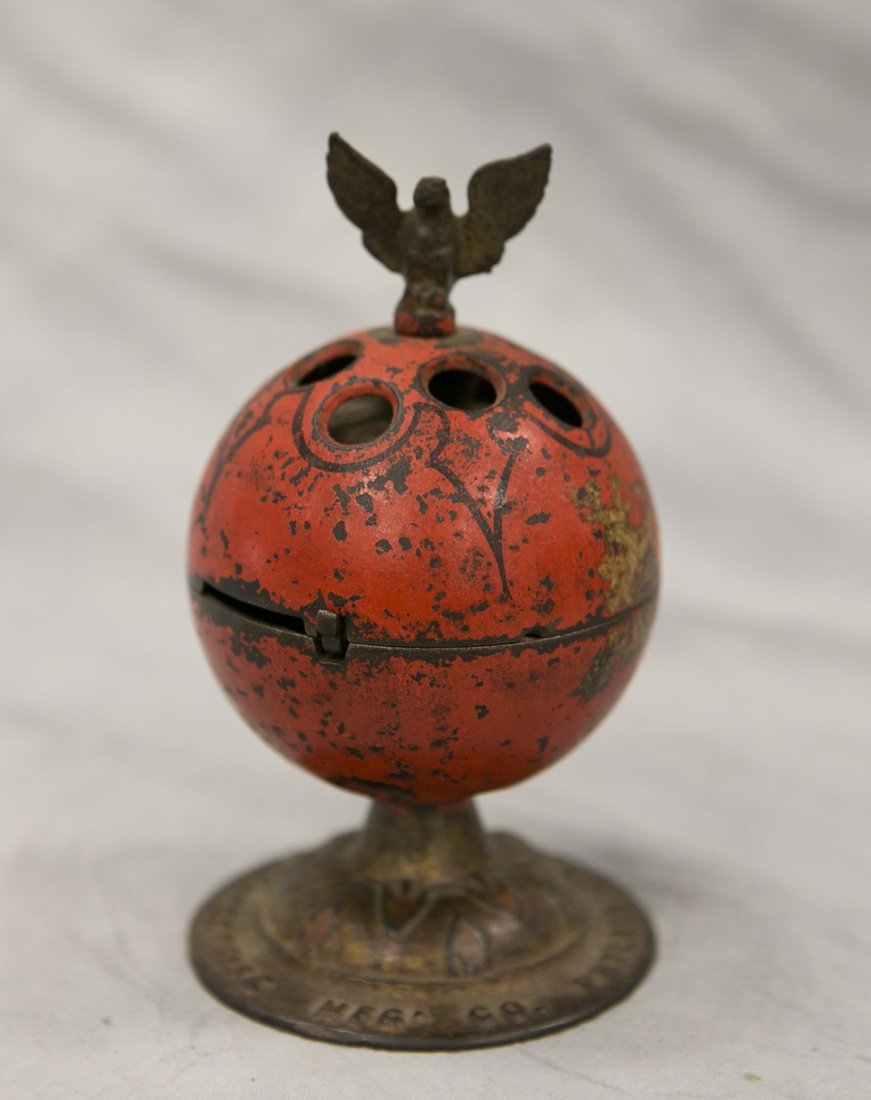Painted cast iron bell & globe still bank, Enterprise (1 of 3)