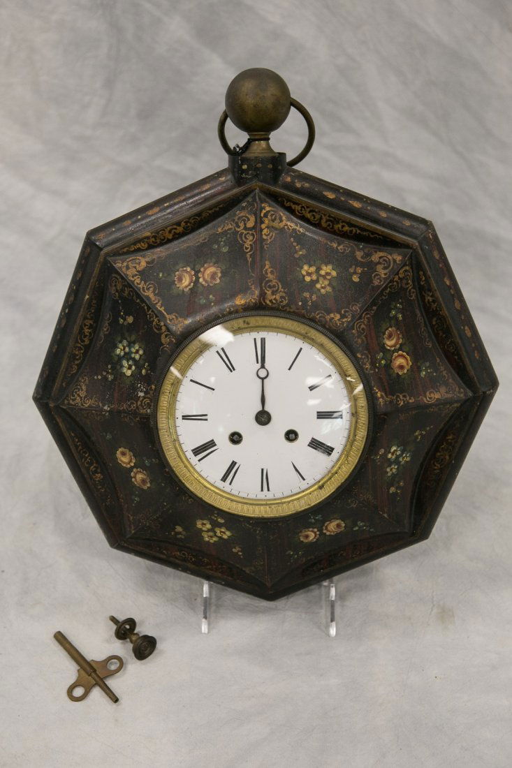 French tole polychrome painted octagonal-form wall (1 of 4)