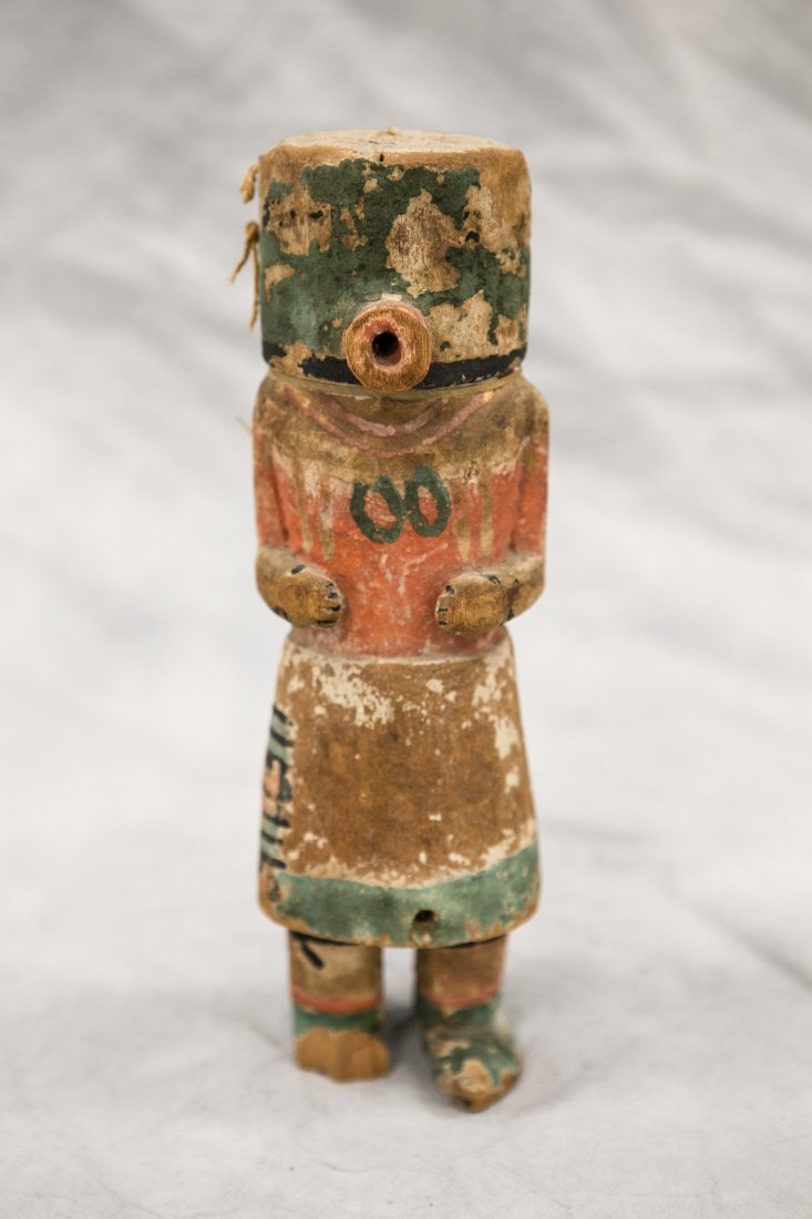 Native American carved polychrome painted Kachina doll, (1 of 2)