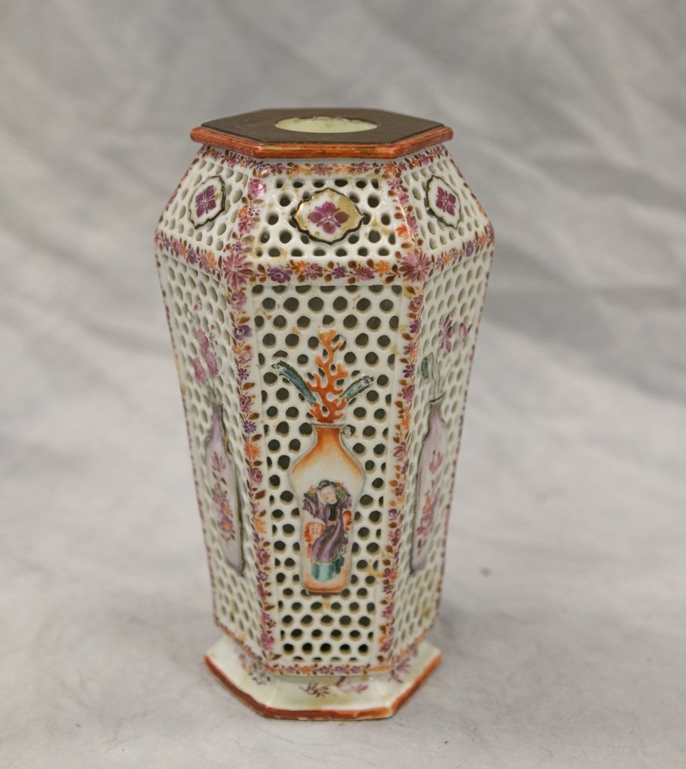 Chinese Export hexagonal-form reticulated double walled (1 of 4)