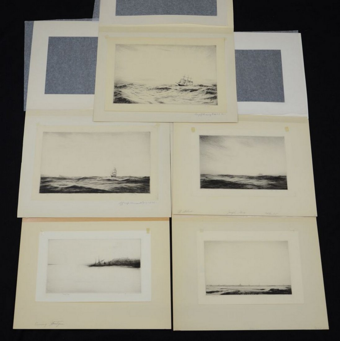 (5) Joseph Gray (English,1890-1962), etching, Marine (1 of 7)