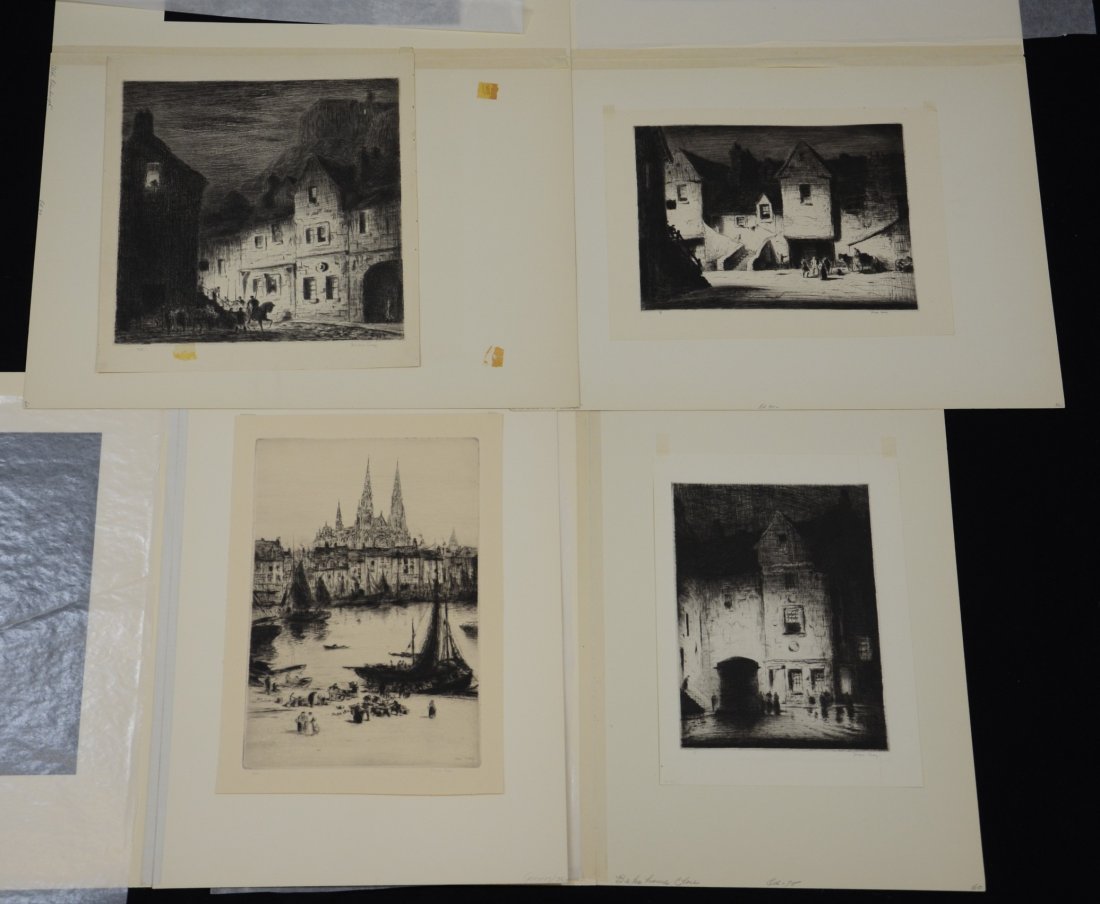 (4) Joseph Gray (English,1890-1962), etching, Street (1 of 5)