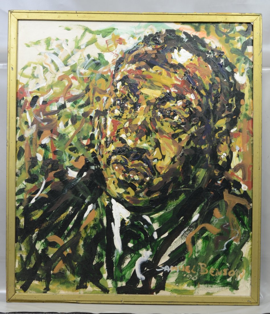 Samuel Benson (American, PA, 20th Century), oil on: Samuel Benson (American, PA, 20th Century), oil on board, Martin Luther King, Jr., signed and dated lower right, 46" x 40" board, 48-1/4" x 42" overall