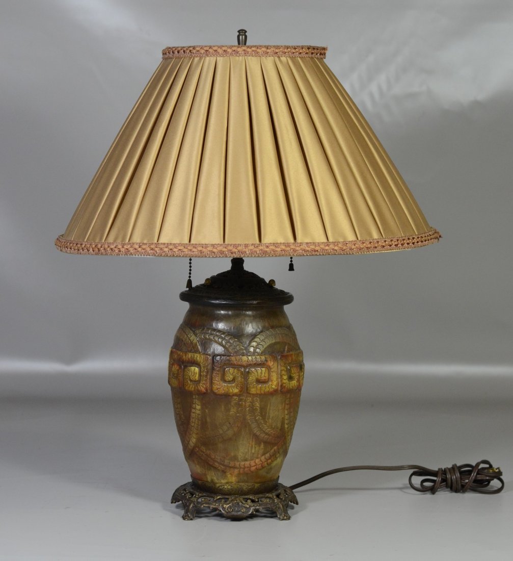 G Argy Rousseau pate de verre vase mounted as a lamp, (1 of 8)