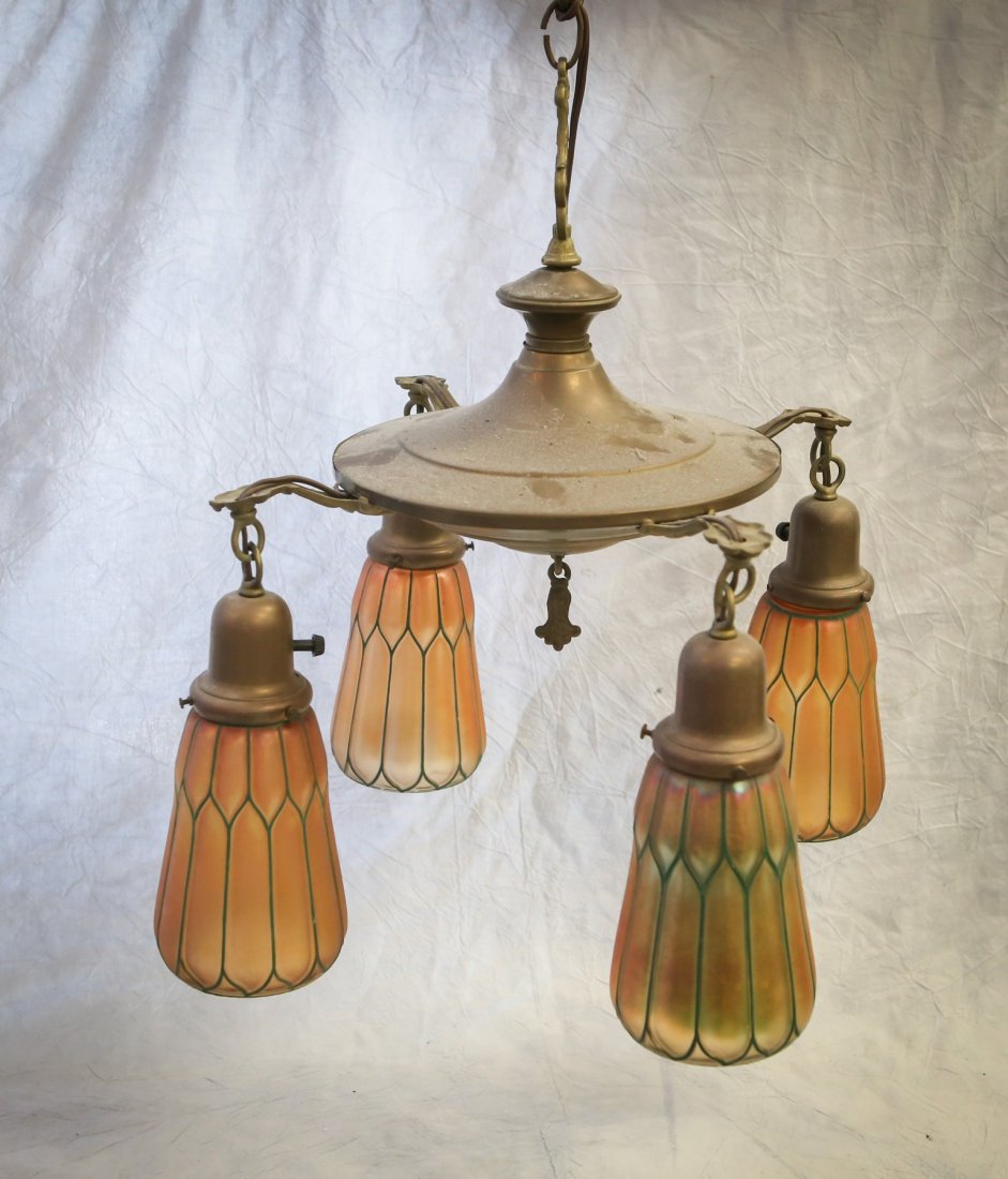 4 arm brass ceiling light with satin finish gold (1 of 2)