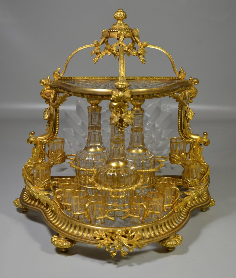 French gilt bronze and crystal open tantalus, the (1 of 6)