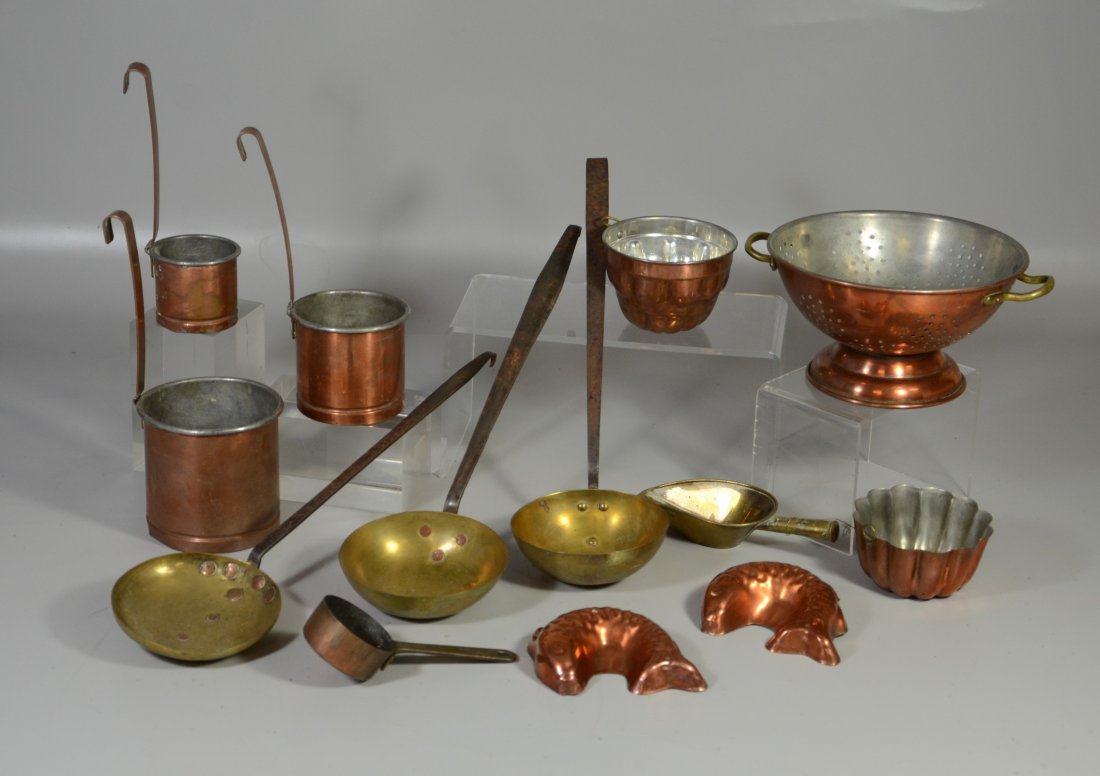 (12) Piece assorted brass & copper kitchenware, (1 of 1)