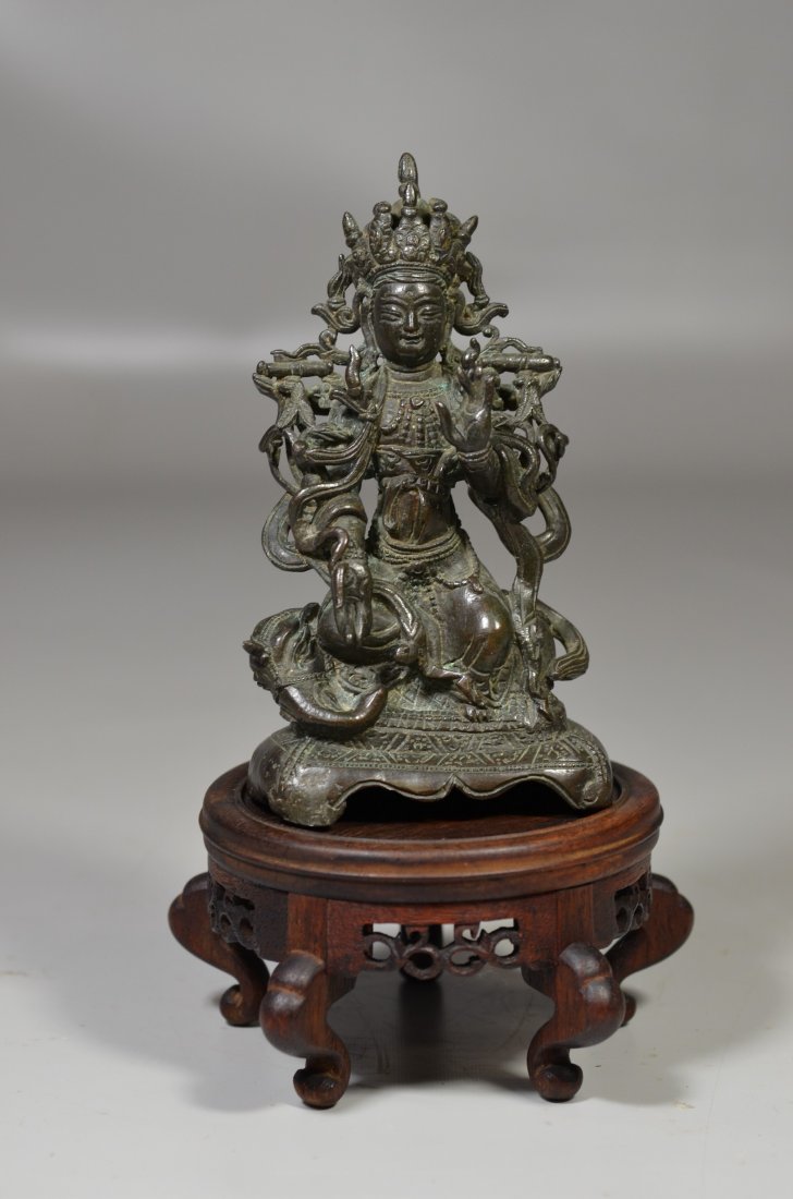 Chinese Ming Dynasty bronze Buddha with inscription to (1 of 5)