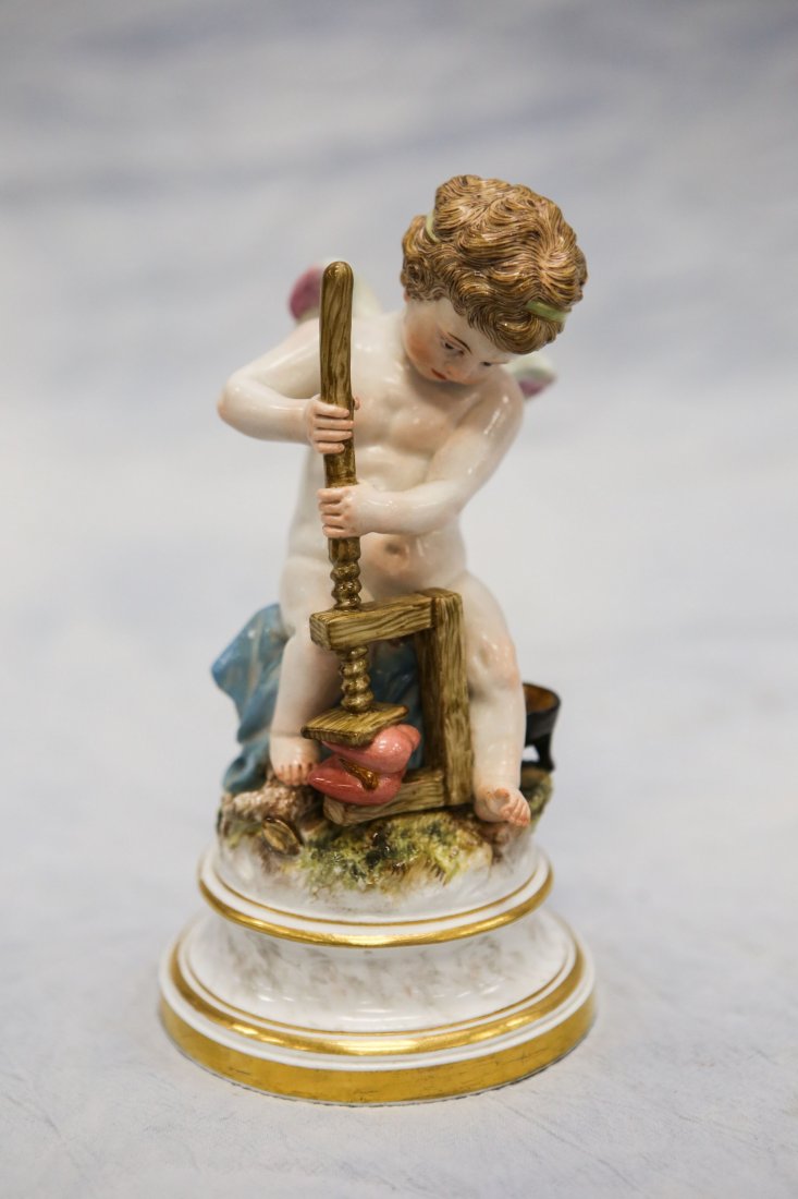 2 Meissen cupid figurines, one w/damage to cup on side, (1 of 9)