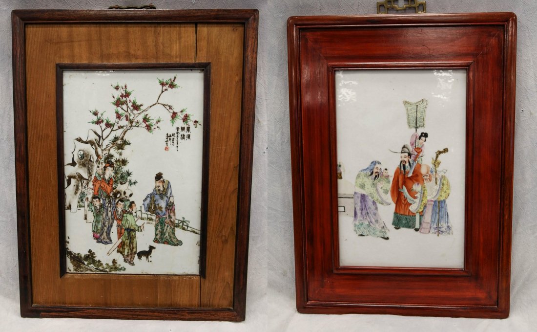 (2) Chinese porcelain tiles, overall 22-1/2" x 17", (1 of 3)