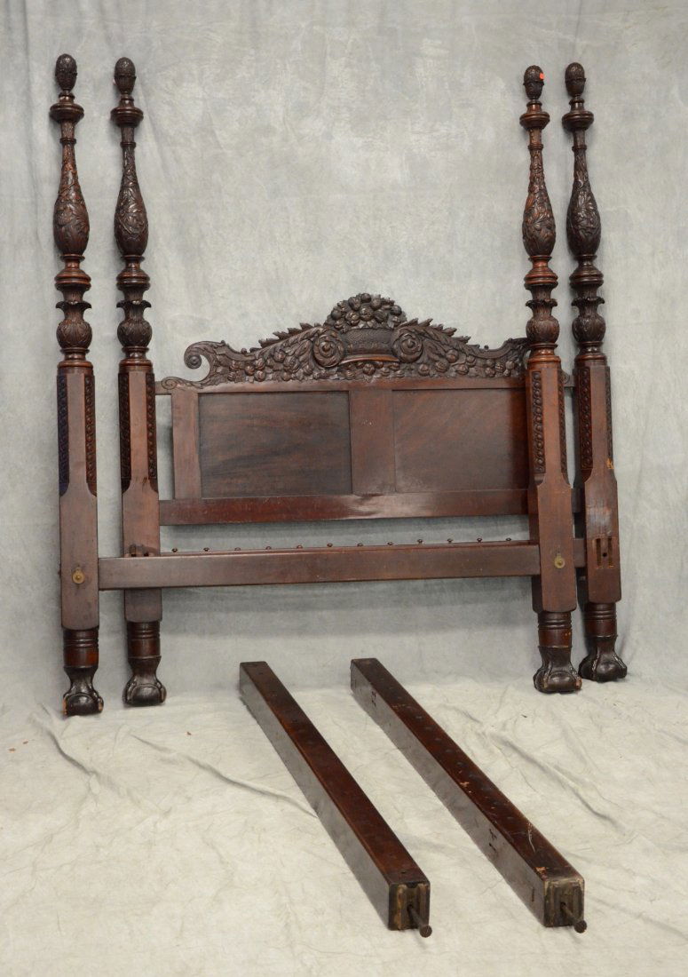 Carved mahogany Federal style 4-post bed in the manner (1 of 2)