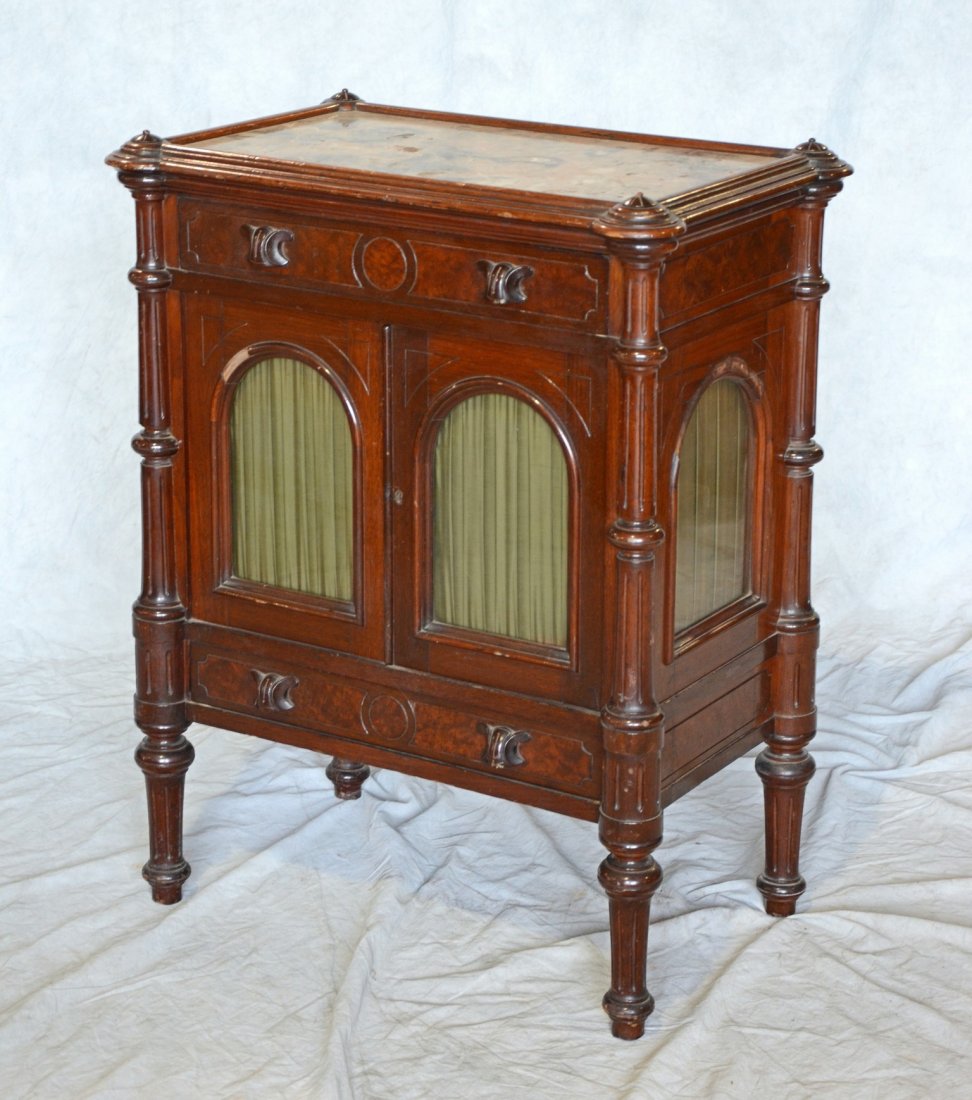 Walnut Victorian Renaissance Revival music cabinet, (1 of 2)