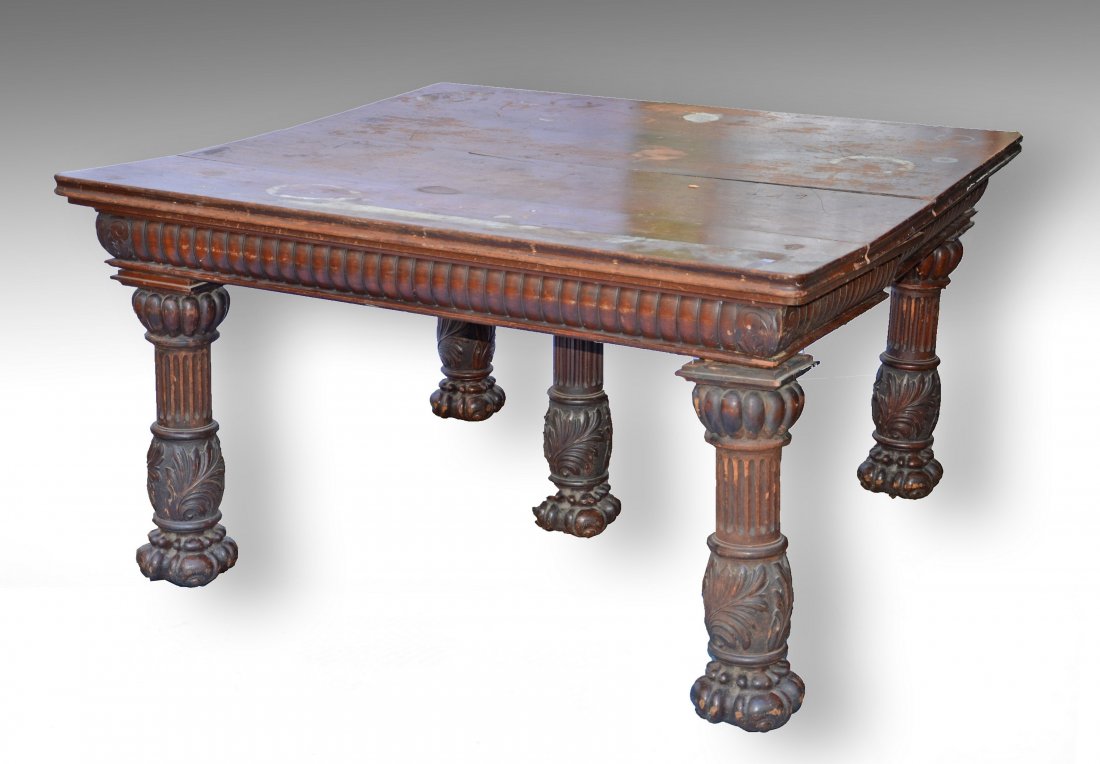 Square mahogany Victorian extension dining room table, (1 of 1)