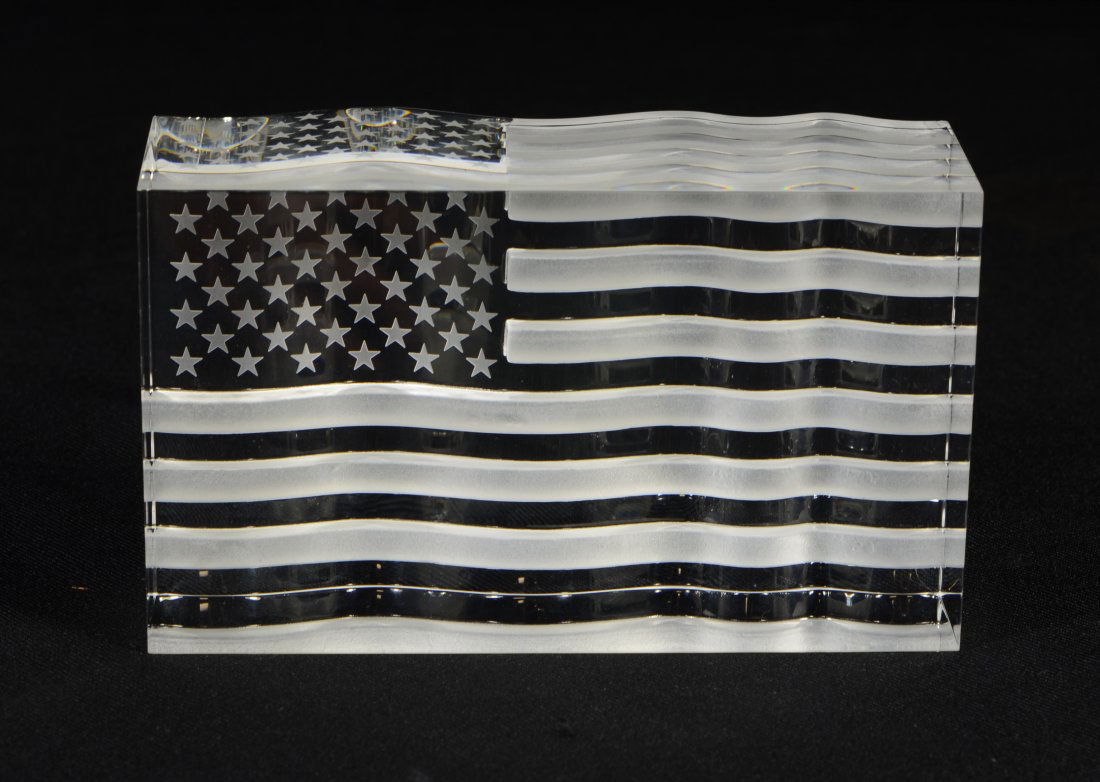 Steuben crystal American flag, 3-1/2" h, 6-1/8" w, (1 of 3)