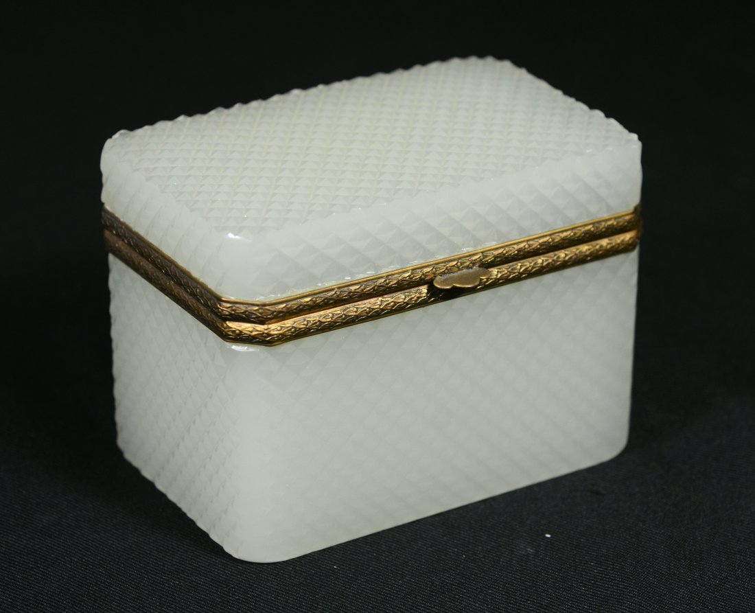 French cut opaline dresser box with gilt ormolu mounts (1 of 2)