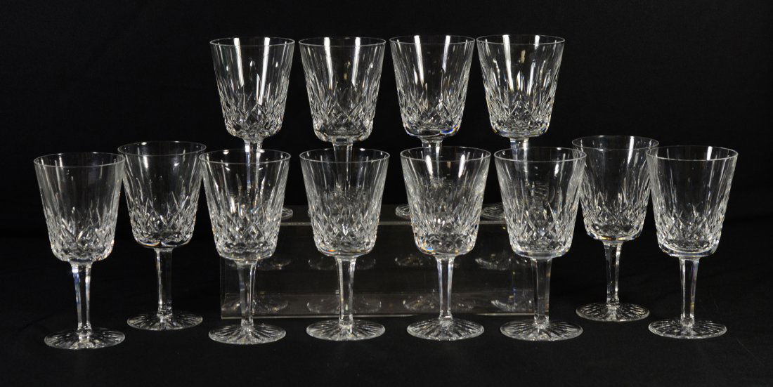 (12) Waterford Lismore water goblets, 6-7/8" h x 3-3/8" (1 of 2)