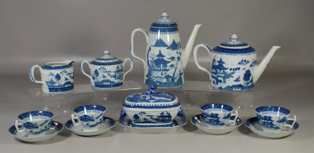 (14) Pieces Mottahedeh Canton pattern blue & white (1 of 2)