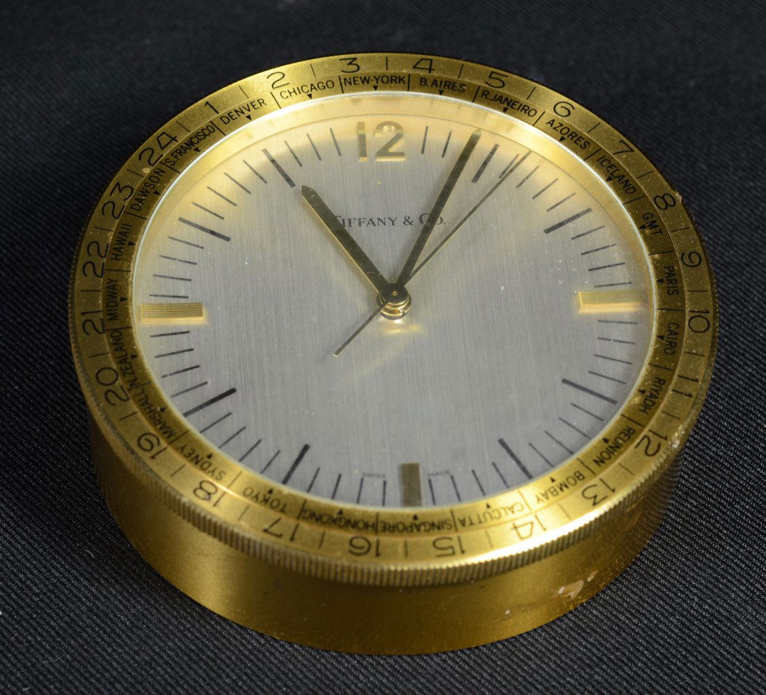Tiffany & Co World Brass Desk Clock with Swiss Quartz (1 of 3)